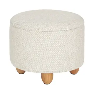 Happyment Moderne Poef - Creme - Voetenbank Met Opbergruimte - Opbergbox Hocker - Zitkist Met Deskel - 2in1