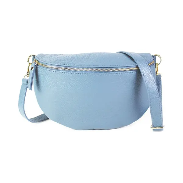 Leren Dames Heuptas | Bumbag | Made In Italy | Lichtblauw | Large | 29cm X 19cm X 8cm | Echt Leer thumbnail