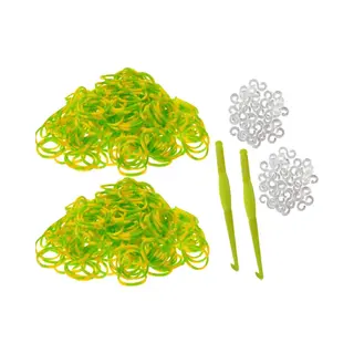 Behave - 600 Loombandjes - Geel-Groen - Met Weefhaken & S-clips - Latexvrij - Creatief Speelplezier