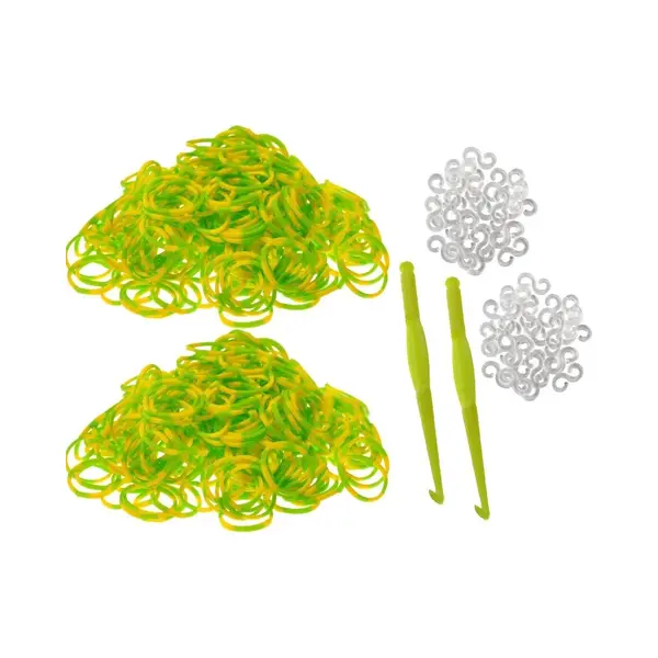 Behave - 600 Loombandjes - Geel-Groen - Met Weefhaken & S-clips - Latexvrij - Creatief Speelplezier thumbnail