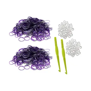 Behave - 600 Loombandjes - Grijs-Donkerpaars - Met Weefhaken & S-clips - Latexvrij - Creatief Speelplezier