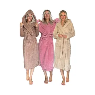 Damesbadjas Teddy Fleece Met Capuchon - Charlie Choe - 3 Kleuren-s-taupe