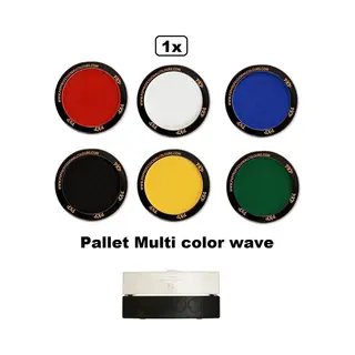 1x Palet Multi Color Set Wave Pxp Professional Colours Rood/wit/blauw/zwart/geel/groen - 6x 10 Gram - Schmink Festival Thema Feest Kids Verjaardag