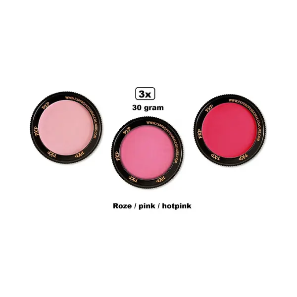 3x Set Pxp Professional Colours Schmink Roze/pink/hotpink 30 Gram - Schminken Verjaardag Feest Festival Thema Feest thumbnail