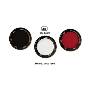 3x Set Pxp Professional Colours Schmink Rood/wit/zwart 30 Gram - Schminken Verjaardag Halloween Feest Festival Thema Feest