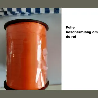4x Krullint Oranje En Wit 5mm X 500meter - Krul Lint Kerst Thema Feest Decoratie Kado Kadolint Verjaardag