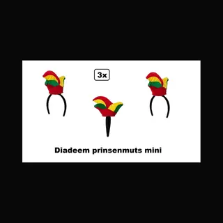 3x Luxe Prinsenmuts Op Diadeem - Stof - Carnaval Thema Feest Evenement Optocht Party