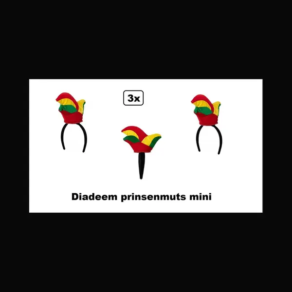 3x Luxe Prinsenmuts Op Diadeem - Stof - Carnaval Thema Feest Evenement Optocht Party thumbnail