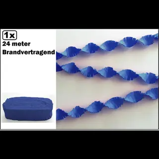 Wefiesta Crepe Guirlande Brandvertragend Blauw 24meter -Brandvertragend - Verjaardag Vlaglijn Festival Thema Feest