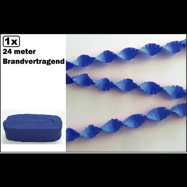 Wefiesta Crepe Guirlande Brandvertragend Blauw 24meter -Brandvertragend - Verjaardag Vlaglijn Festival Thema Feest thumbnail