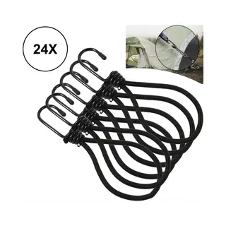 Pd® - Snelbinders - Snelbinders Met Haak - Spanelastiek - 24 Stuks - Spanelastiek Met Haak - Spanrubbers - Tentspanner - Spinhaak - Elastiek Met Haak