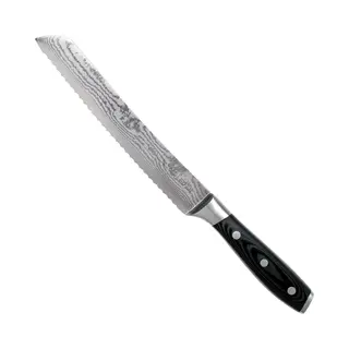 Eden Quality Products Eden Classic Damast Brotmesser 20 Cm Küchenmesser EQ2030-220 Wellenschliffmesser Für Brot, Gemüse, Obst Und Torten, Damaststahl