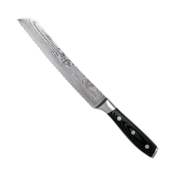 Eden Quality Products Eden Classic Damast Brotmesser 20 Cm Küchenmesser EQ2030-220 Wellenschliffmesser Für Brot, Gemüse, Obst Und Torten, Damaststahl thumbnail