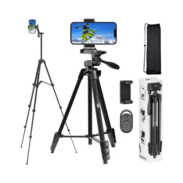 Studio Me Telefoon Statief - 136 Cm - Tripod - Bluetooth Afstandsbediening - Zwart thumbnail