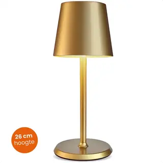 Goliving Tafellamp Oplaadbaar – Draadloos En Dimbaar – Moderne Touch Lamp – Nachtlamp Slaapkamer – 26 Cm – Goud