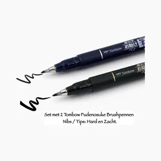 Tombow Fudenosuke Brushpennen - Harde En Zachte Punt - Nib - Set Van 2