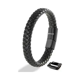 Serasar Mens Black Leather Bracelet 23cm Men GiftBox Genuine Braided Multilayer Wrap Man Male Bracelets Magnetic Jewelry