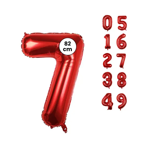Cijfer Ballonnen - Nummer 7 - Rood - 82 Cm - Helium Ballon - Fienosa- Leeftijd Verjaardag - Verjaardagsballon - Verjaardag thumbnail