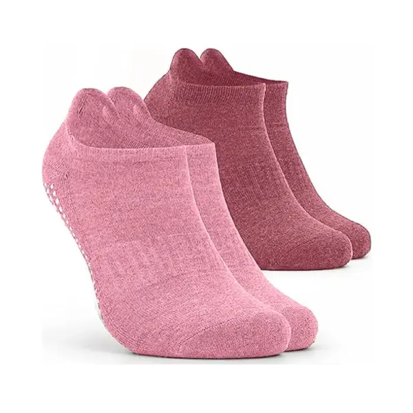 Malinsi® Sokken Antislip 2-Pack - 2 Paar Laag Roze - Maat 36-41 - Yoga Enkelsokken - Huissokken Dames En Heren Anti Slip - Gripsokken Voor Yoga thumbnail