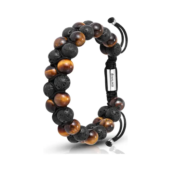 Malinsi® Armband Heren En Dames - Double Onyx Stone Natuursteen Met Verstelbare Rvs Sluiting - Mannen En Vrouwen Kralen Armbandje thumbnail