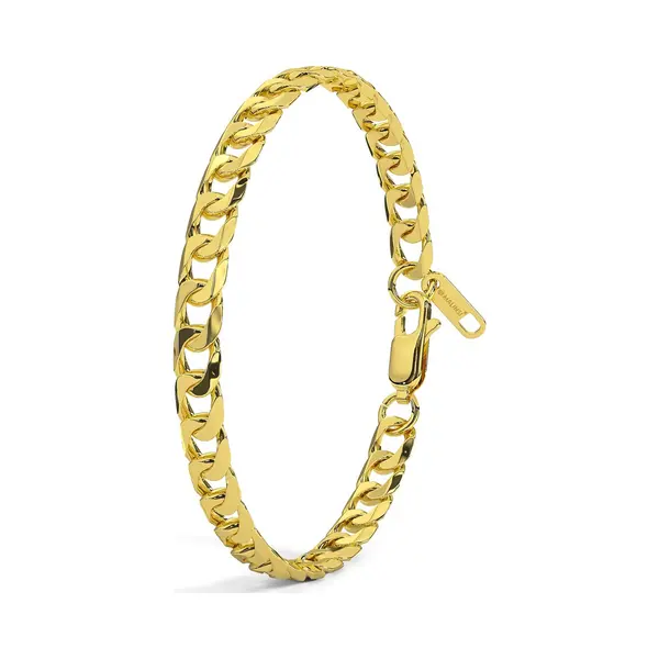 Malinsi® Armband Heren En Dames - Gold Plated Rvs Cuban 6mm - Armbandje Mannen 19 + 1, 5 Cm Verlengplaat thumbnail