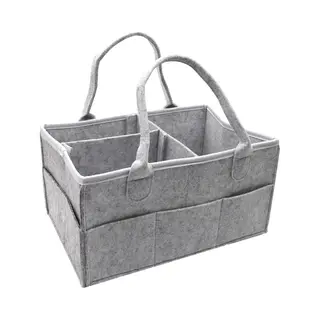 Luiertas Vilt - Grijs - Vilt - 32 X 22 X 19 Cm - Luier Organizer - Draagbare Organiser Met Handige Vakken - Verzorgingstas