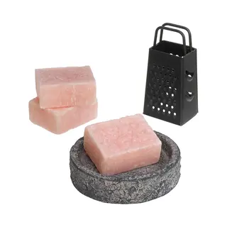 Comforder 3 Amberblokjes Roos - Geurblokjes Set Met Schaaltje, Rasp En Geurzakje - Giftset
