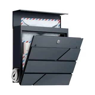 Avalo Briefkasten - Edelstahl - Mit Zeitungsfach & Schloss - Inkl. Montagematerial & 2 Schlüssel - Anthrazit