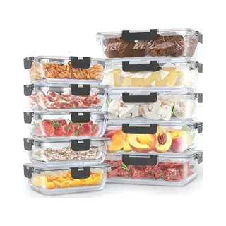 Avalo Glas Frischhaltedosen Met Deckel - Meal Prep Trays - Glasbehälter Mit Deckel Glas - Vorratsdosen Set - 10 Stück 1060ml / 370ml