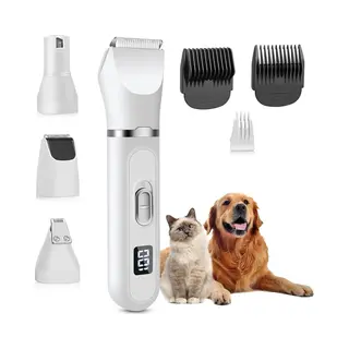 PetFriends Professionele 4 In 1 Hondentondeuse Met Nagelvijl Opzetstuk - Draadloos - Hondentrimmer - Honden Trimset - Dierentondeuse