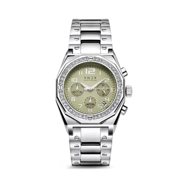 Vndx Amsterdam - Dames Horloge - The One Zilver Groen thumbnail
