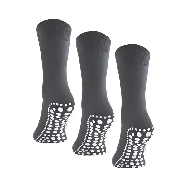 Budino® Huissokken Anti Slip - Dikke Antislip Sokken - Gripsokken - Dikke Yoga Pilates Sokken - Maat 35-38 - 1 Paar - Antraciet thumbnail