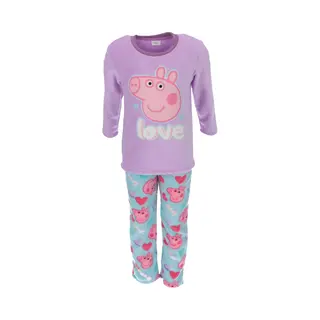 Peppa Pig Coral-Fleece Pyjama - Maat 122/128 - Polyester - Paars/Blauw - Meisjes