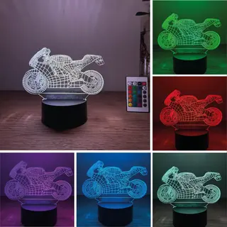 Klarigo® Nachtlamp – Motor - 3D Led Lamp Illusie – 16 Kleuren – Bureaulamp - Sfeerlamp – Nachtlampje Kinderen – Creative Lamp - Met