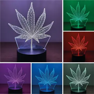 Klarigo® Nachtlamp – Weed - Cannabis - 3D Led Lamp Illusie – 16 Kleuren – Bureaulamp - Sfeerlamp – Nachtlampje – Creative Lamp - Met
