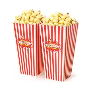Dayshake Popcorn Bakjes - 60 Stuks - Rood/Wit Karton Voor Traktatie & Feestjes