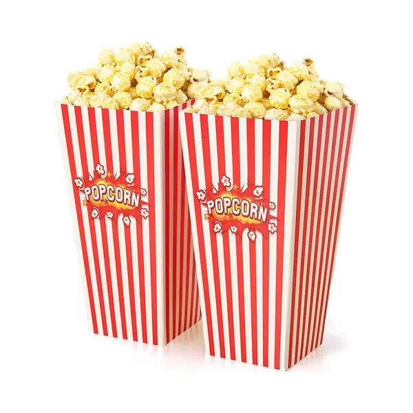 Dayshake Popcorn Bakjes - 60 Stuks - Rood/Wit Karton Voor Traktatie & Feestjes thumbnail
