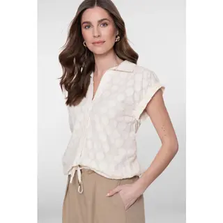 Geisha Blouse Met Korte Mouw En Drawstring 63235 26 Off-white Dames Maat - Xs