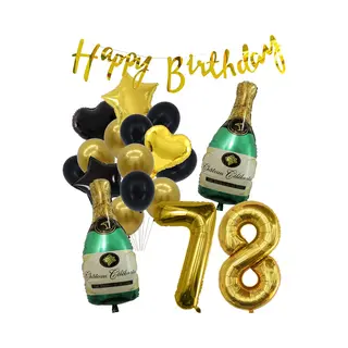 78 Jaar Verjaardag Cijferballon 78 - Feestpakket Snoes Ballonnen Pop The Bottles - Zwart Goud Groen Versiering