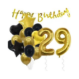 Snoes Ballonnen 29 Jaar Feestpakket – Versiering – Verjaardag Set Goldie Cijferballon 29 Jaar -Heliumballon