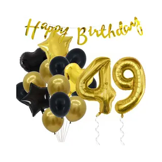Snoes Ballonnen 49 Jaar Feestpakket – Versiering – Verjaardag Set Goldie Cijferballon 49 Jaar -Heliumballon