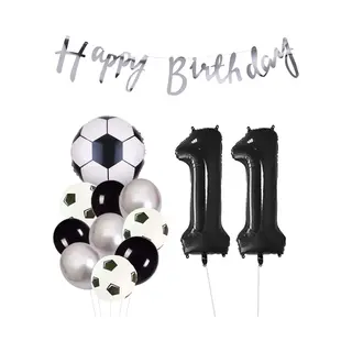 Cijfer Ballon 11 | Snoes Champions Voetbal Plus - Ballonnen Pakket | Zilver En Zwart