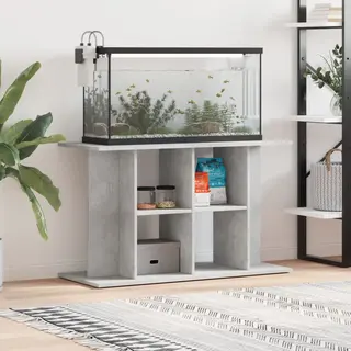 VidaXL Aquarium Stand In Concrete Grey - Engineered Wood Aquarium Support With Multi-tier Storage - Modern Fish Tank Stand 100x40x60cm