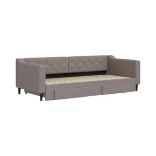 Tagesbett Ausziehbar Mit Schubladen Taupe 90x200 Cm Stoff Vidaxl