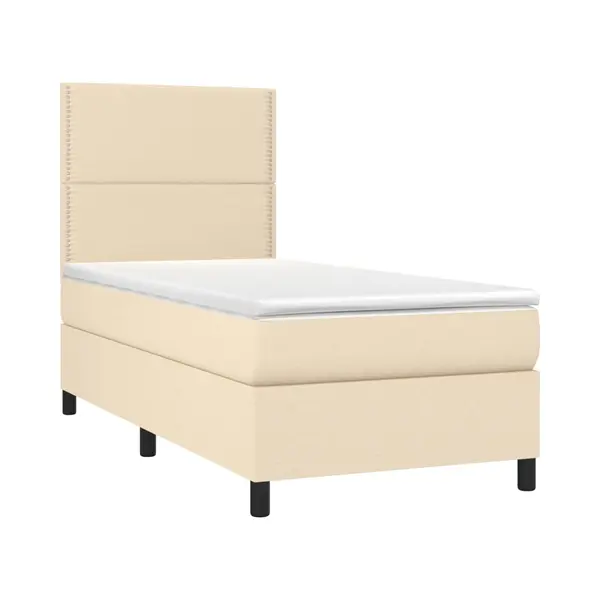VidaXL Boxspringbett Mit Matratze Creme 90x200 Cm Stoff thumbnail