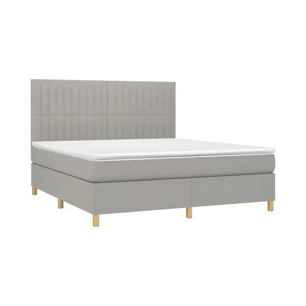 VidaXL Boxspringbett Mit Matratze Hellgrau 160x200 Cm Stoff thumbnail