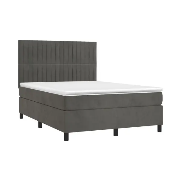 VidaXL Boxspringbett Mit Matratze Dunkelgrau 140x200 Cm Samt thumbnail
