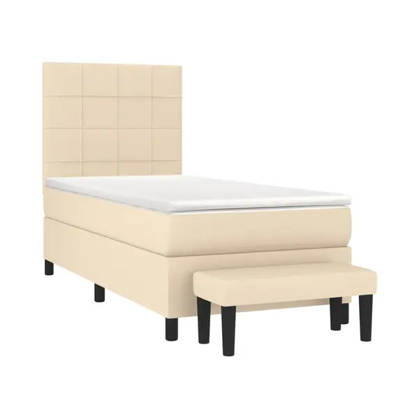 VidaXL Boxspringbett Mit Matratze Creme 90x200 Cm Stoff thumbnail