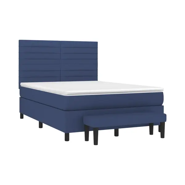 Boxspringbett Mit Matratze Blau 140x190 Cm Stoff Vidaxl thumbnail