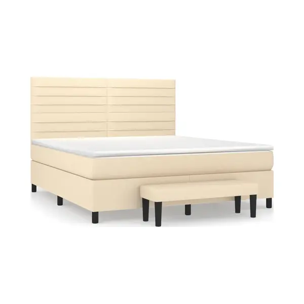 Vidaxl - Boxspringbett Mit Matratze Creme 180x200 Cm Stoff thumbnail